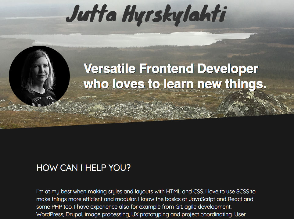WordPress Portfolio site wih custom theme home